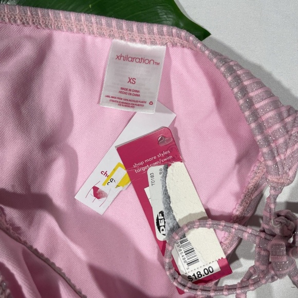 NWT $38 Xhilaration‎ Metallic Ribbed Cinched Bikini Top + Bottom [ XS ] - Picture 13 of 16